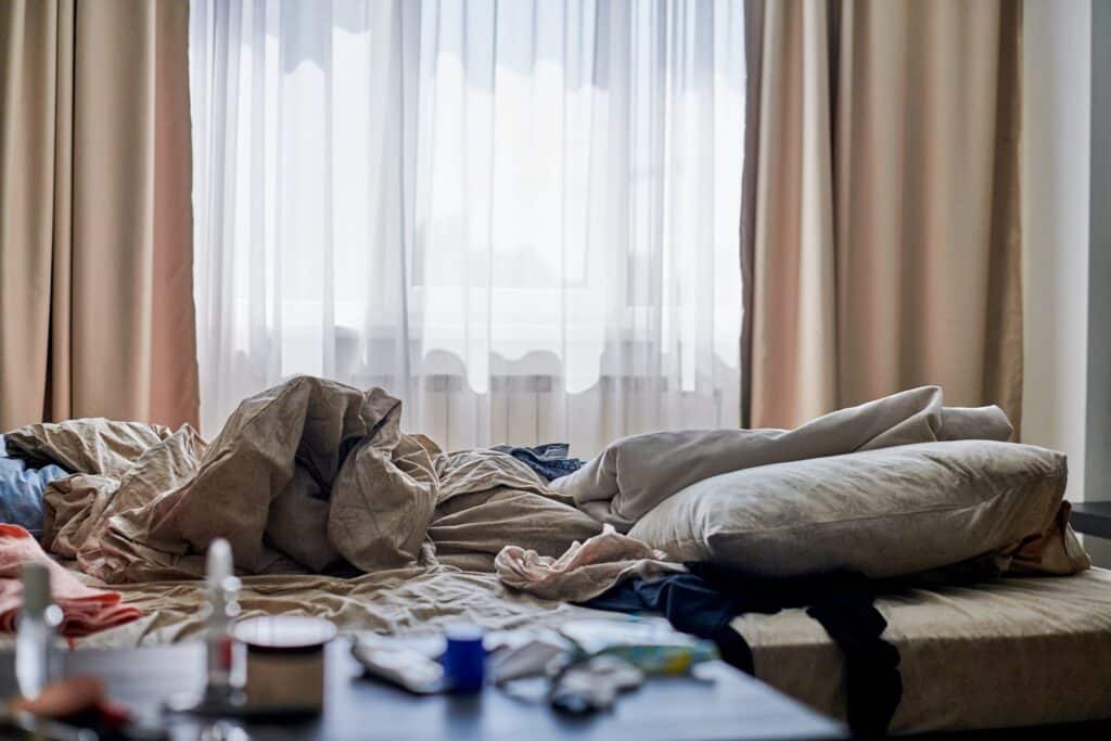 Mess in room.