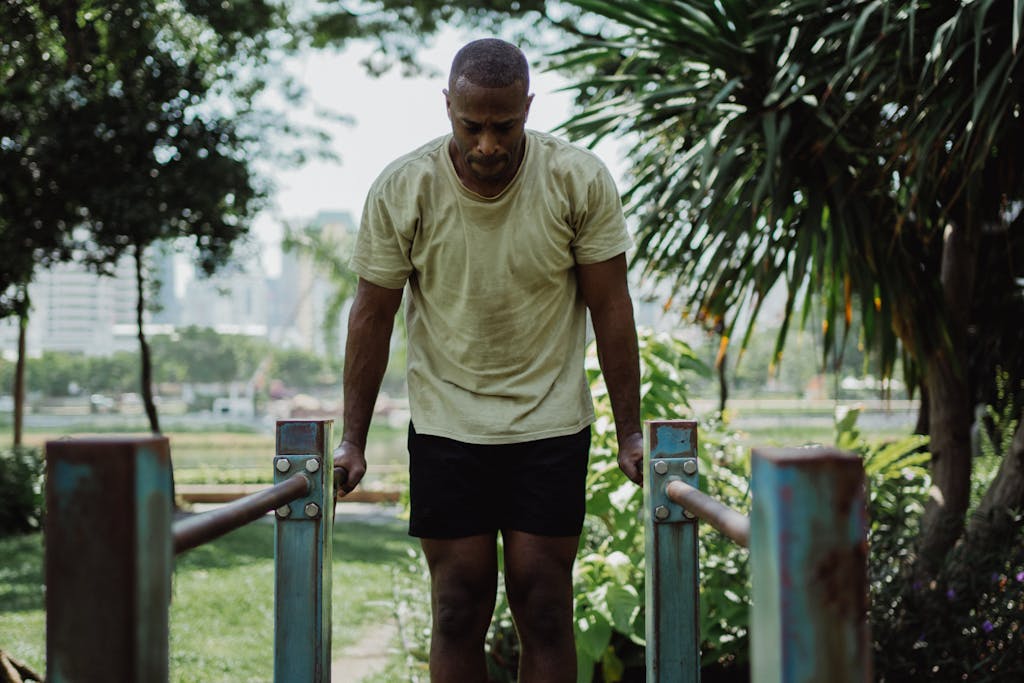 A Man Doing Dips