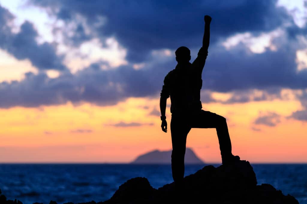 Happy success winner, life goal achievement