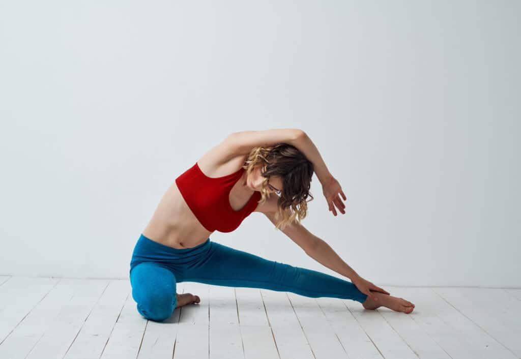 woman gymnast exercises fitness slim figure