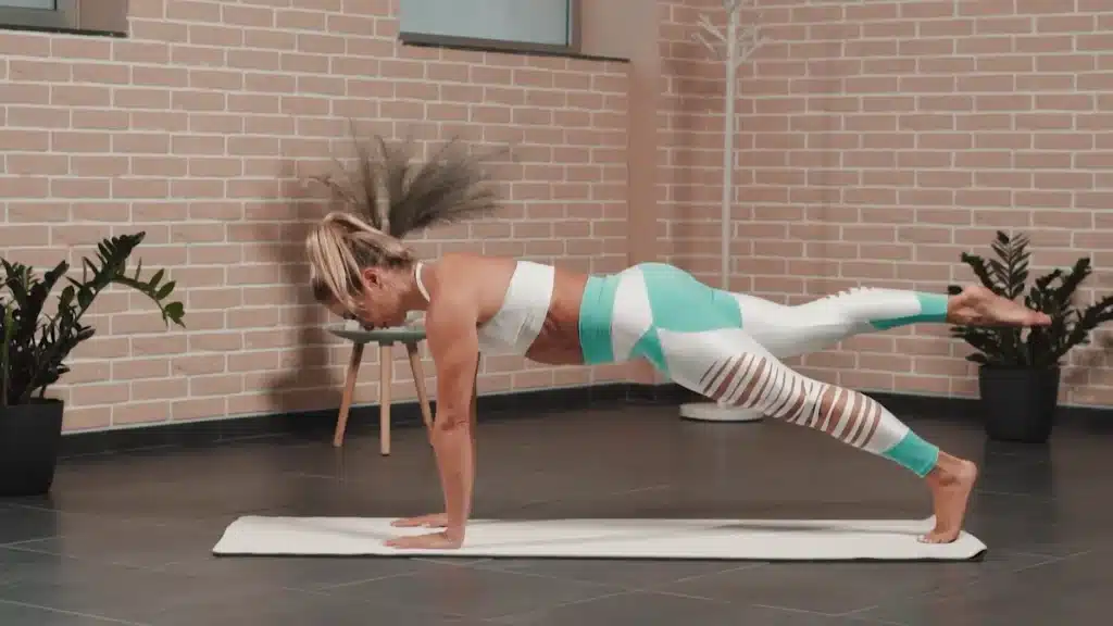 Plank leg back pilates pose