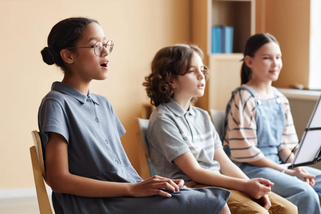 Group of children singing in choir