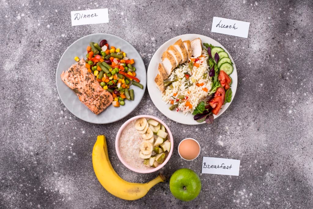 Healthy balanced menu for day Healthy balanced menu for day
